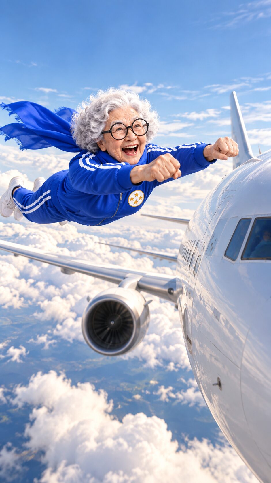 旅客機を追い抜くマーガレット