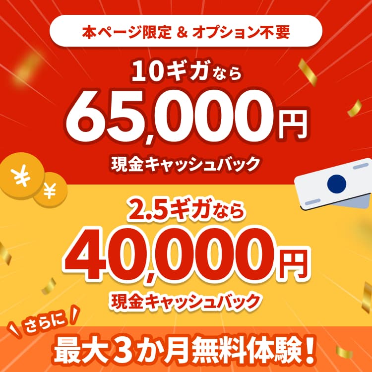 NURO光 現金キャッシュバックキャンペーンのバナー