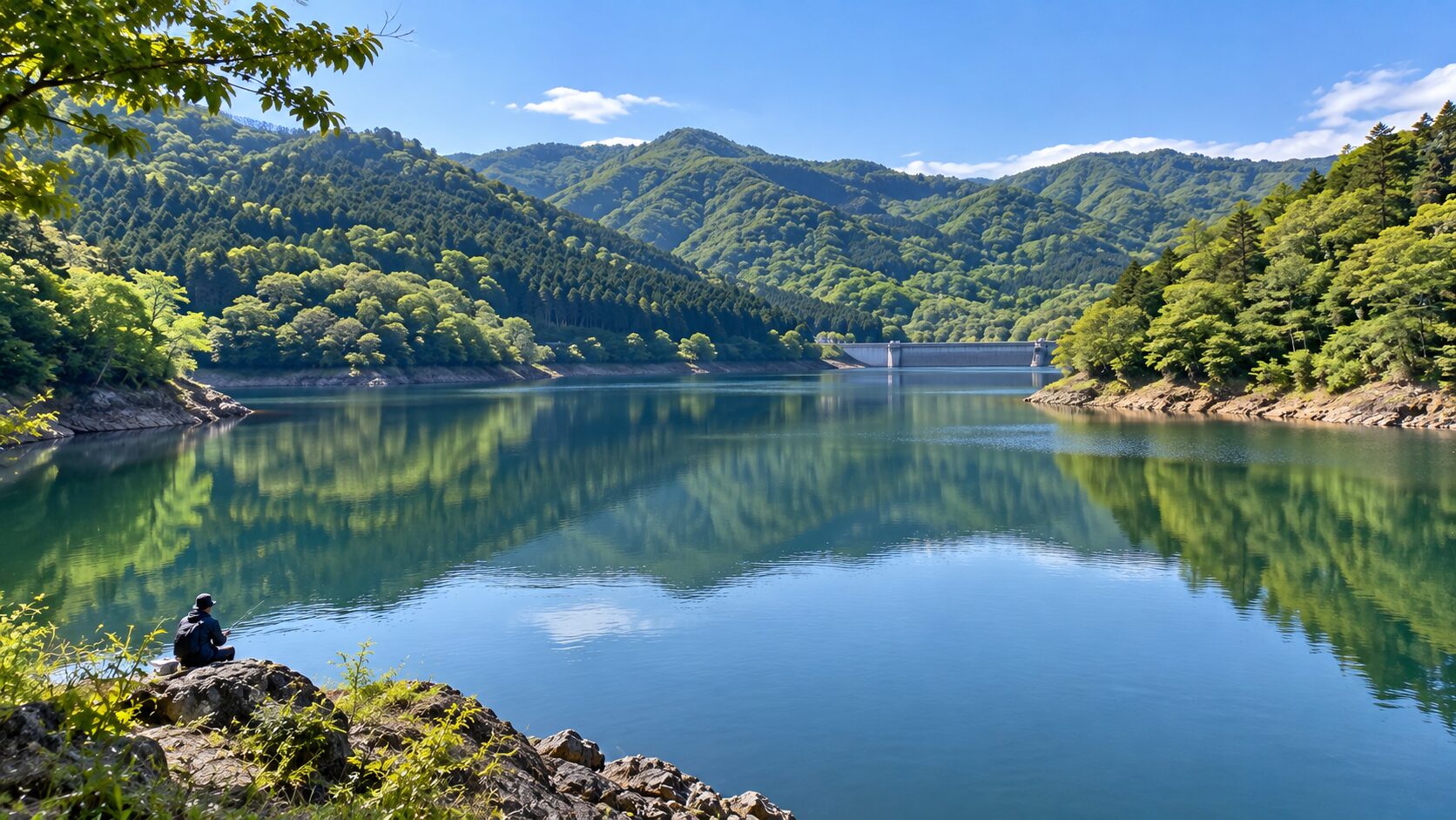 ダム湖の風景